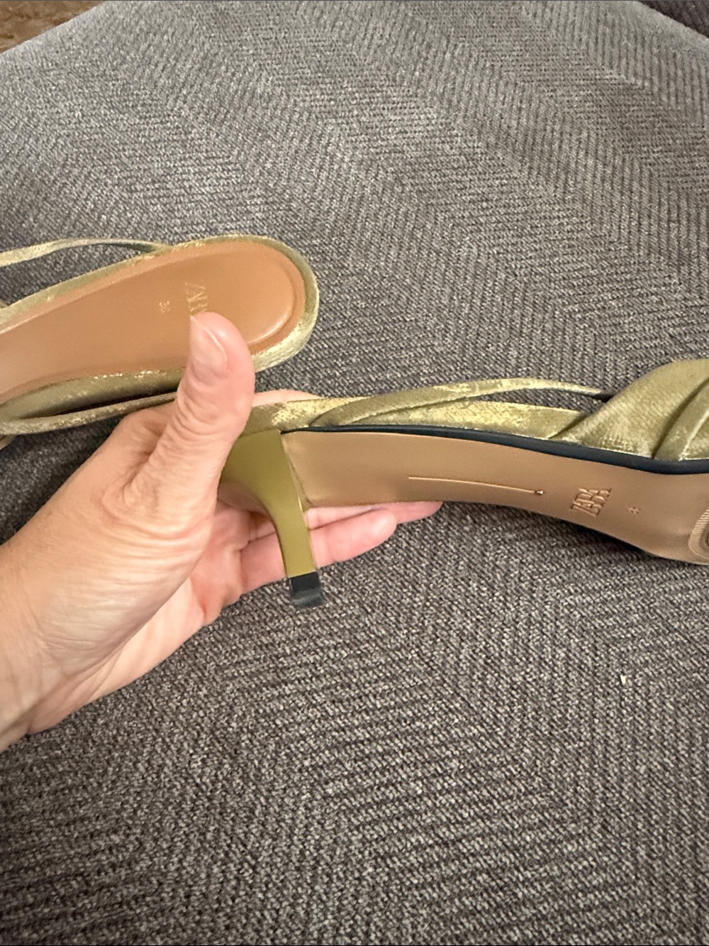 Zara Olive Green Velvet Pointed Toe Mules - Picture 7 of 9